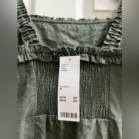 Urban Outfitters Midi Linen Dress in Moss size Medium with Slit - Picture 5 of 6